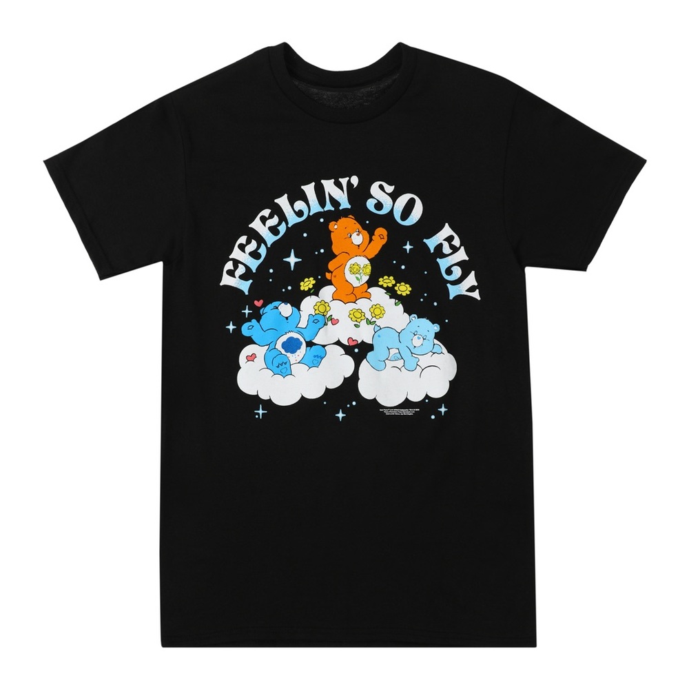 Care Bear Shirt Feelin’ So Fly Black Graphic Tee Crewneck 80s Retro Top NWOT S